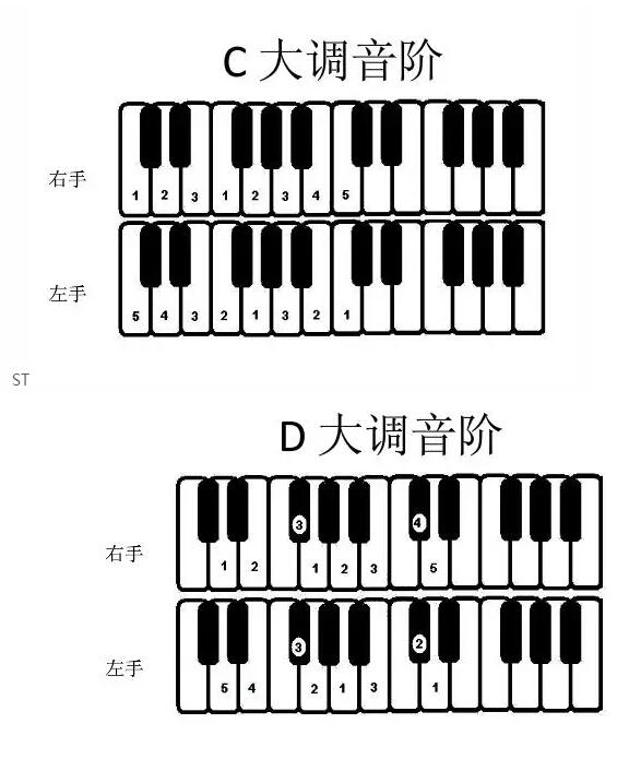 钢琴琶音指法图